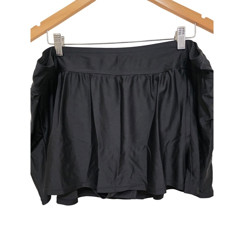 Beach Native Womens Black Swim Skirt With Built-In Shorts Size 22W Nylon/Spandex